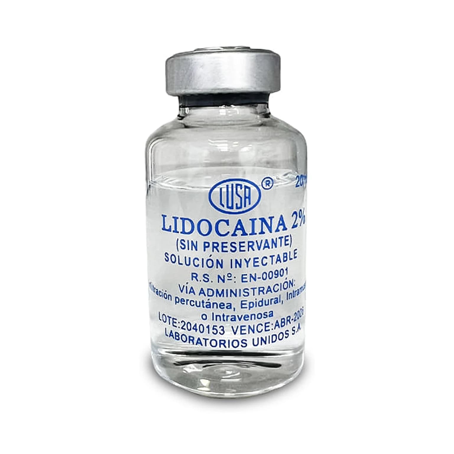 Lidocaína 2% sin preservante 20 mL
